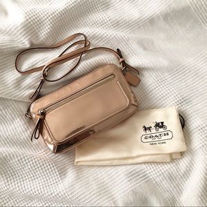 coach POPPY FLIGHT BAG, in Metallic Pink Leather